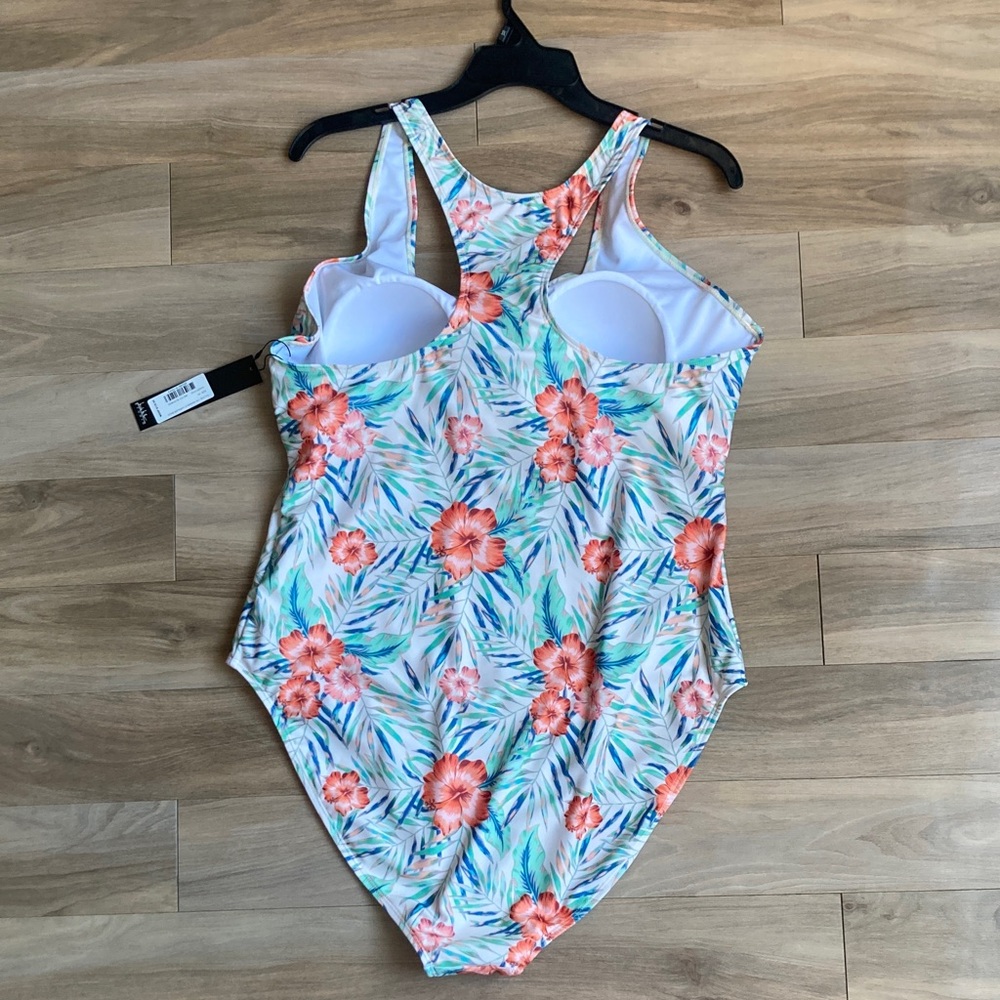 Nicole Miller One piece racerback Swimsuit Bellini blossom floral printed 3X - Picture 9 of 17